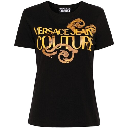 Vêtements Femme T-shirts manches courtes Versace brent Jeans Couture 76hahg00-cj00g-g89 Noir