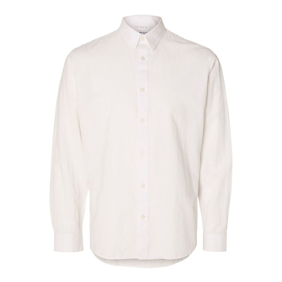 Vêtements Homme Chemises manches longues Selected 16078867 SLIM LINEN-WHITE Blanc