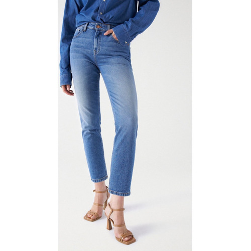 Vêtements Femme leggings Jeans Salsa - TRUE CROPPED SLIM Bleu