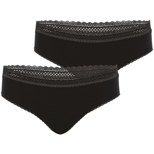 Sous-vêtements Femme Slips Athena Lot de 2 slips pour les règles femme Coton bio Secret Noir