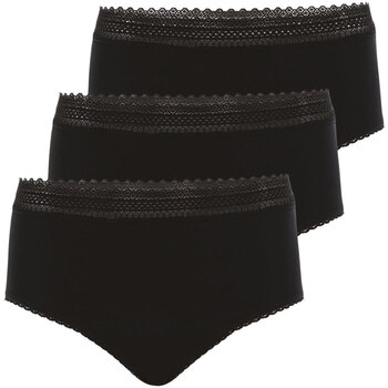 Sous-vêtements Femme Bandeaux & bretelles amovibles Athena Lot de 3 culottes taille haute pour les règles Coton bio Secret Noir