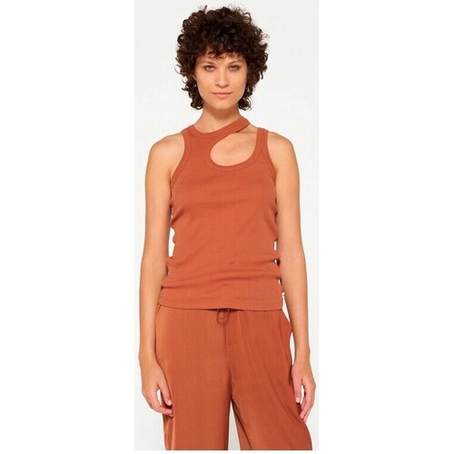 Vêtements Femme T-shirts manches courtes 10 Days Rib Top Saddle Brown Multicolore