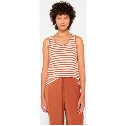 Vêtements Femme T-shirts manches courtes 10 Days Tanktop Stripes Brown Ecru Multicolore