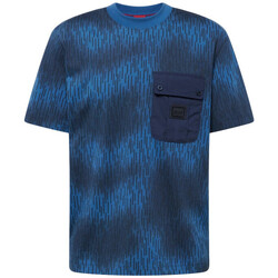 Vêtements Homme T-shirts ecru & Polos BOSS T-SHIRT DENGDUANG  BLEU FONCÉ EN COTON A POCHE Bleu