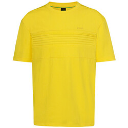 Vêtements Homme T-shirts ecru & Polos BOSS T-SHIRT TEE 5  EN COTON POLYESTER JAUNE Jaune