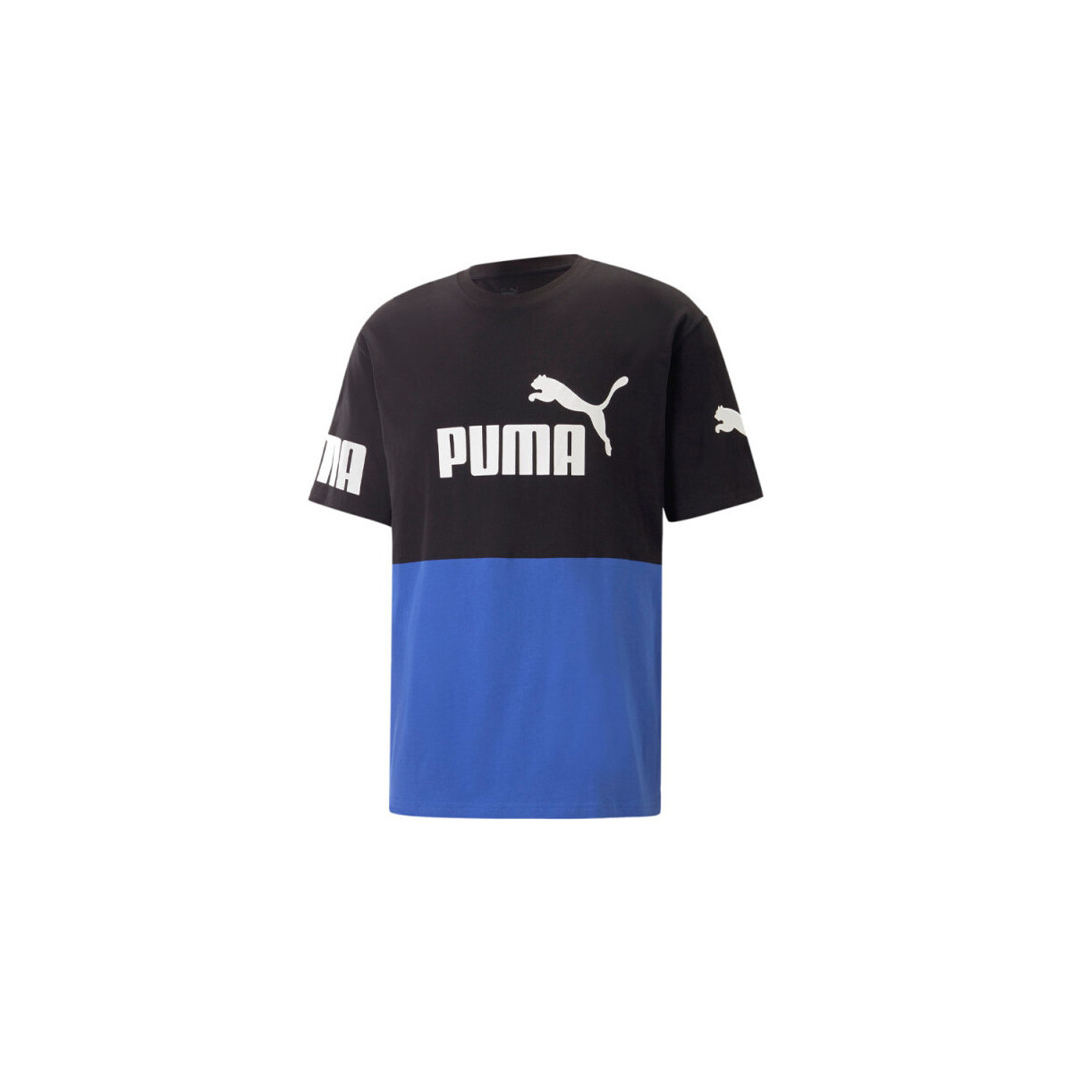 Vêtements Homme T-shirts & Polos Puma T-SHIRT  POWER COLORBLOCK TEE NOIR BLEU Noir