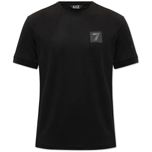 Vêtements Homme T-shirts & Polos Strass / Clous / Bijoux T-shirt Strass / Clous / Bijoux Noir avec Logo sur Poitrine Noir