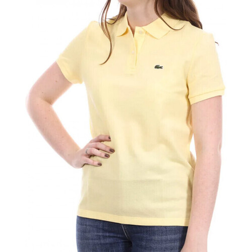 Vêtements Femme T-shirts & Polos Logo Lacoste Polo  Femme Classic Fit  en coton souple Jaune Jaune
