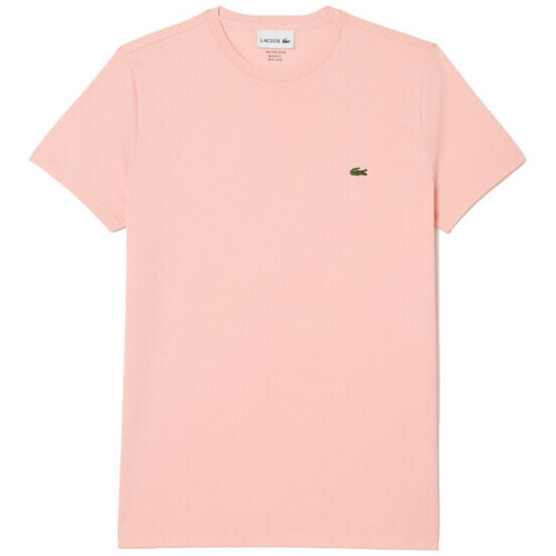 Vêtements Homme T-shirts & Polos Lacoste T-SHIRT  A COL ROND EN COTON PIMA UNI ROSE CLAIR Rose