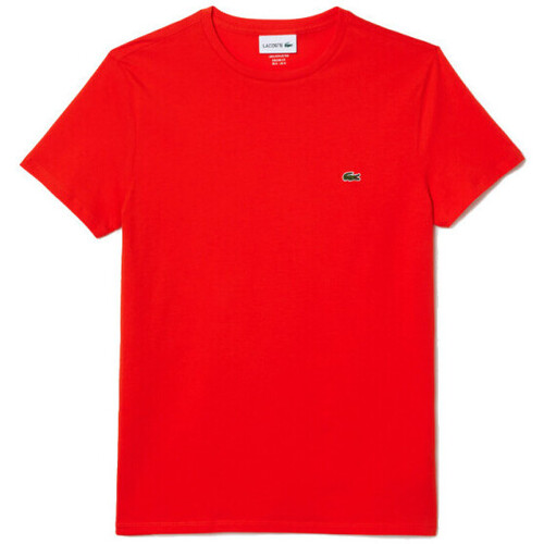 Vêtements Homme T-shirts & Polos Lacoste T-SHIRT  A COL ROND EN COTON PIMA UNI ORANGE Orange
