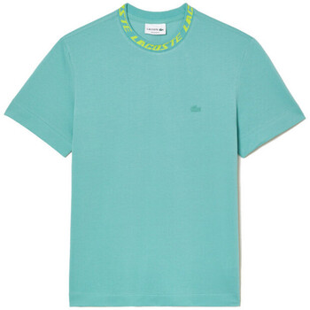 Vêtements Homme T-shirts & Polos Lacoste T-SHIRT  REGULAR FIT MARQUAGE SUR LE COL VERT Vert