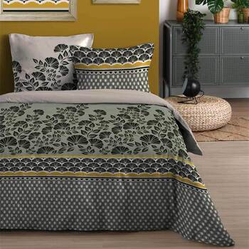 Maison & Déco Parures de lit Stof Parure de lit Konni couleur gris et sauge 220 x 240 cm Gris