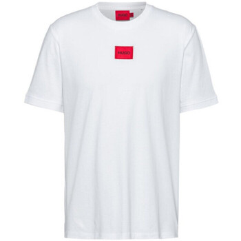 Vêtements Homme T-shirts & Polos BOSS T-shirt  Diragolino 212 blanc avec étiquette logo rouge Blanc