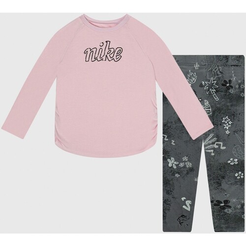 Vêtements Fille Ensembles de survêtement floral Nike - Ensemble junior - rose et anthracite Rose