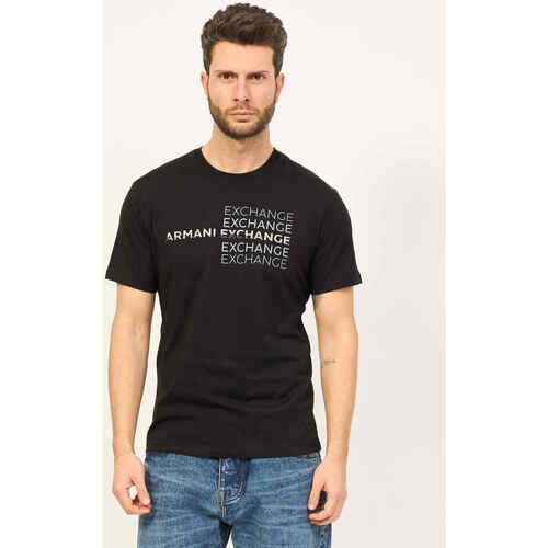 Vêtements Homme T-shirts & Polos EAX t-shirt en coton noir avec imprimé métal Noir