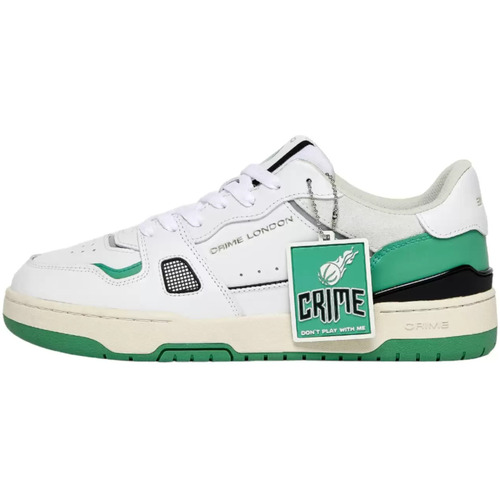 London Homme Baskets mode Crime London sneakers Off Court white green Blanc