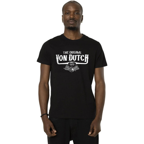 Vêtements Homme Gcds slogan-print short-sleeved shirt Von Dutch TEE SHIRT ORIG B Noir