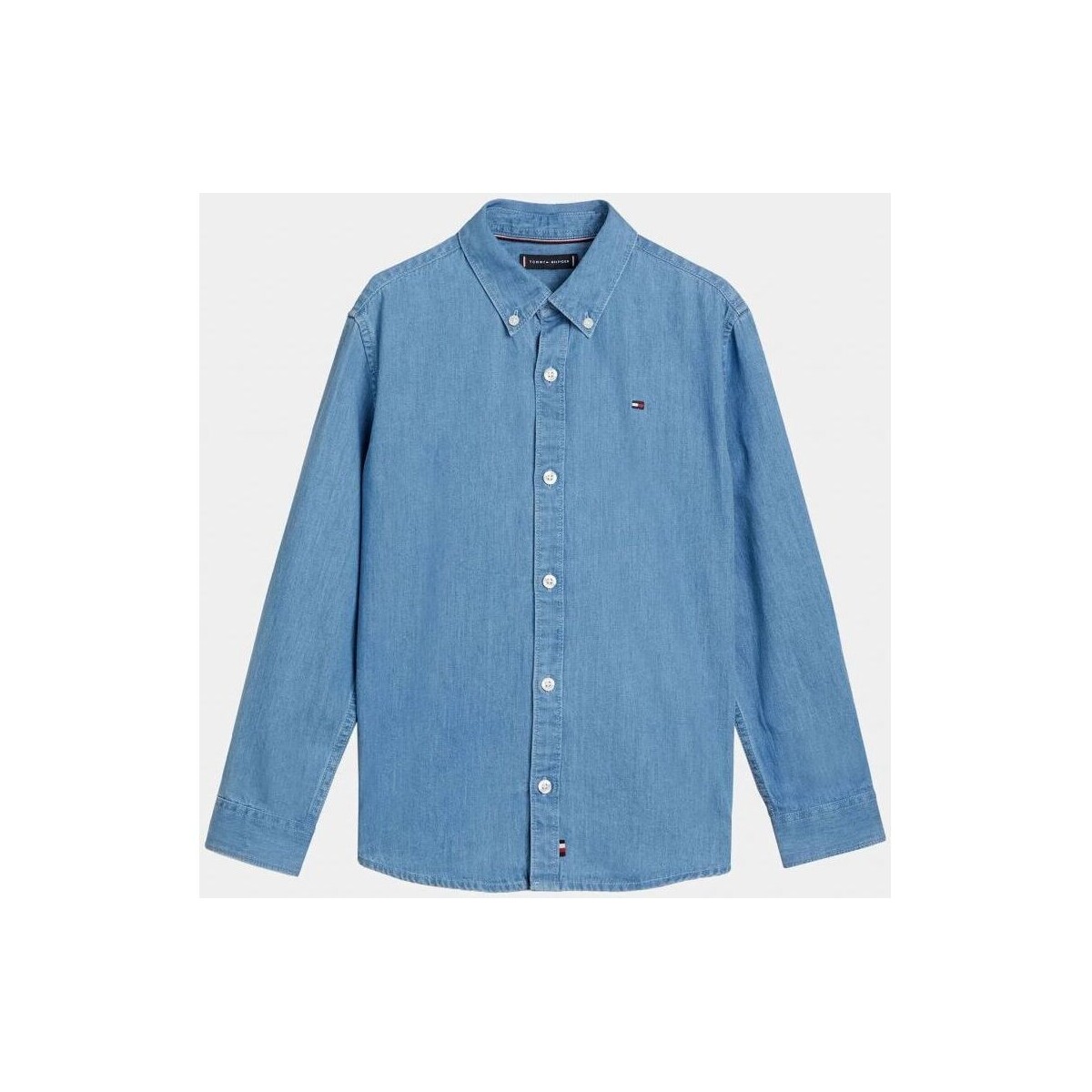 Vêtements Garçon Chemises manches longues Tommy Hilfiger KB0KB08730 CHAMRAY SHIRT-1A4 DENIM MID WASH Bleu