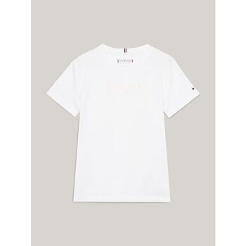 Vêtements Fille Tommy Hilfiger Junior embroidered-logo T-shirt Tommy Hilfiger KG0KG07715 NONOTYPE FOIL-YBR Blanc