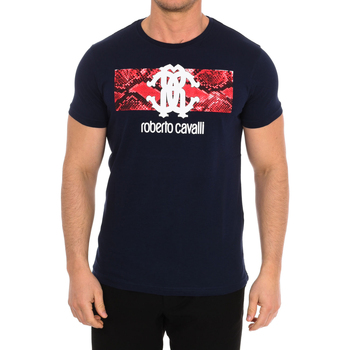Vêtements Homme T-shirts manches courtes Roberto Cavalli FST647-NAVY Bleu