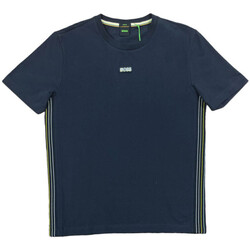 Vêtements Homme T-shirts ecru & Polos BOSS T-shirt  Tee-Tape en coton stretch à logo multicolore Bleu