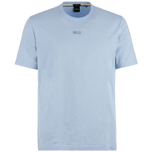 Vêtements Homme T-shirts & Polos BOSS T-shirt  Tee-Tape en coton stretch à logo multicolore Bleu