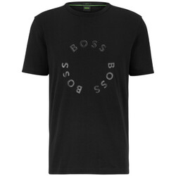 Vêtements Homme T-shirts ecru & Polos BOSS T-SHIRT TEE 4  NOIR AVEC LOGOS IMPRIMÉS CIRCULAIRES Noir