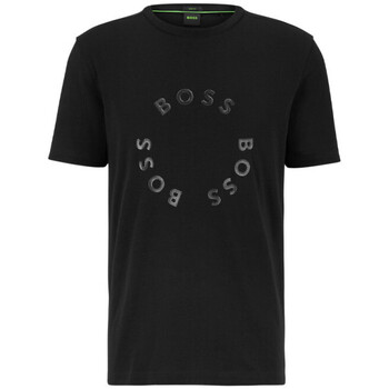 Vêtements Homme T-shirts & Polos BOSS T-SHIRT TEE 4  NOIR AVEC LOGOS IMPRIMÉS CIRCULAIRES Noir