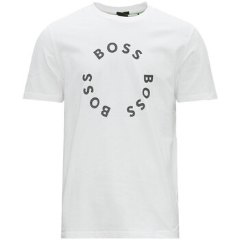 Vêtements Homme T-shirts & Polos BOSS T-SHIRT TEE 4  BLANC AVEC LOGOS IMPRIMÉS CIRCULAIRES Blanc