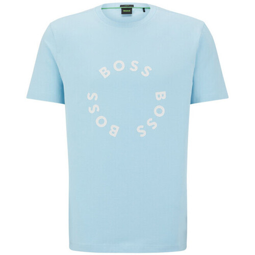 Vêtements Homme T-shirts & Polos BOSS T-SHIRT TEE 4  BLEU AVEC LOGOS IMPRIMÉS CIRCULAIRES Bleu