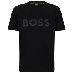 Vêtements Homme T-shirts ecru & Polos BOSS T-SHIRT TEE MIRROR 1  NOIR À LOGO RÉFLÉCHISSANT Noir