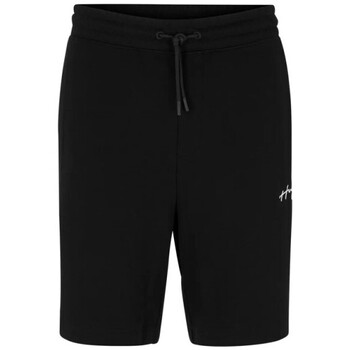 Vêtements Homme Shorts / Bermudas BOSS SHORT RELAXED FIT EN MOLLETON DE COTON NOIR AVEC LOGO MANUSC Noir