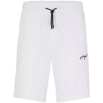 Vêtements Homme Shorts / Bermudas BOSS SHORT RELAXED FIT EN MOLLETON DE COTON BLANC AVEC LOGO MANUS Blanc