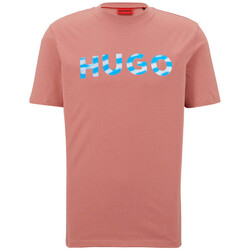 Vêtements Homme T-shirts ecru & Polos BOSS T-SHIRT ROSE DULIVIO_U232  EN COTON BIOLOGIQUE À LOGO IM Rose