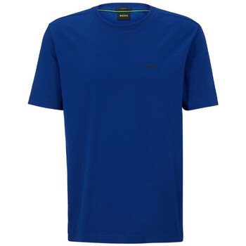 Vêtements Homme T-shirts & Polos BOSS T-SHIRT TEE TAPE  BLEU REGULAR FIT AVEC RUBAN DE CHAQUE Bleu