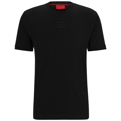Vêtements Homme T-shirts & Polos BOSS T-SHIRT NOIR DIRAGOLINO_C  EN JERSEY DE COTON AVEC BADGE Noir