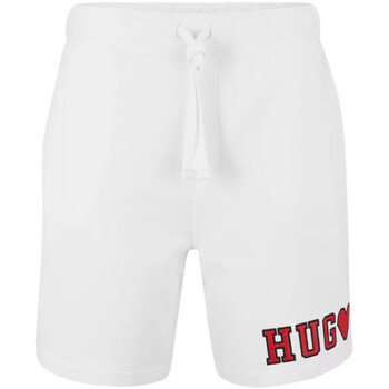Vêtements Shorts / Bermudas BOSS SHORT MIXTE EN MOLLETON DE COTON BLANC AVEC CORDON DE SERRAG Blanc