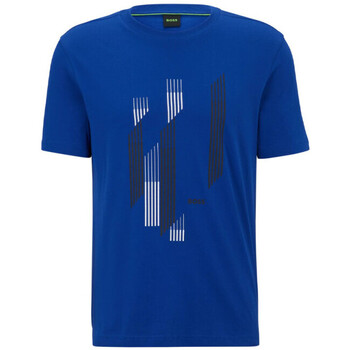 Vêtements Homme T-shirts & Polos BOSS T-SHIRT EN JERSEY DE COTON AVEC MOTIF ARTISTIQUE DE LA SAISO Bleu