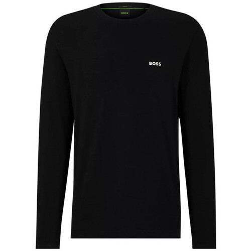 Vêtements Homme T-shirts & Polos BOSS T-SHIRT REGULAR FIT EN COTON STRETCH  NOIR AVEC LOGO CON Noir