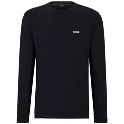 Vêtements Homme T-shirts & Polos BOSS T-SHIRT REGULAR FIT EN COTON STRETCH  BLEU FONCÉ AVEC LO Bleu