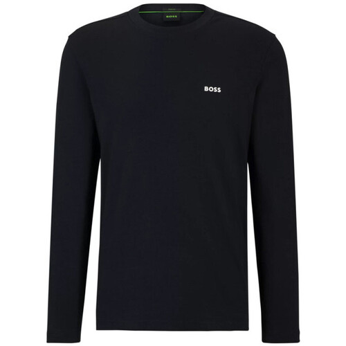 Vêtements Homme T-shirts & Polos BOSS T-SHIRT REGULAR FIT EN COTON STRETCH  BLEU FONCÉ AVEC LO Bleu