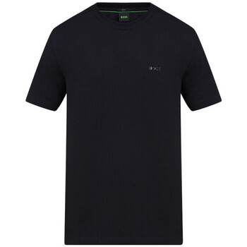Vêtements Homme T-shirts & Polos BOSS T-SHIRT  TEE NOIR REGULAR FIT EN COTON STRETCH AVEC LOGO Noir