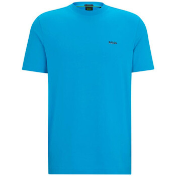Vêtements Homme T-shirts & Polos BOSS T-SHIRT  TEE BLEU TURQUOISE REGULAR FIT EN COTON STRETCH Bleu