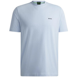 Vêtements Homme T-shirts ecru & Polos BOSS T-SHIRT  TEE BLEU PASTEL REGULAR FIT EN COTON STRETCH AV Bleu