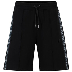 Vêtements lace-detail Shorts / Bermudas BOSS SHORT  RELAXED FIT EN COTON STRETCH NOIR AVEC LOGO REVIS Noir