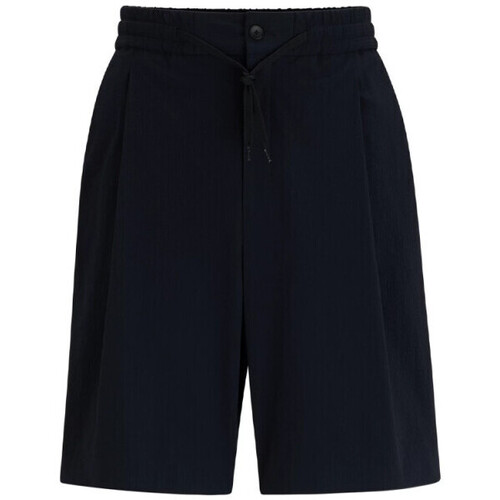 Vêtements Homme Palms Shorts / Bermudas BOSS SHORT BLEU FONCÉ EN SEERSUCKER STRETCH PERFORMANT  AVEC Bleu