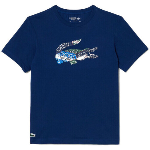 Vêtements Homme T-shirts pucci & Polos Lacoste T-SHIRT  SPORT EN JERSEY DE COTON BLEU MARINE A IMPRI Bleu