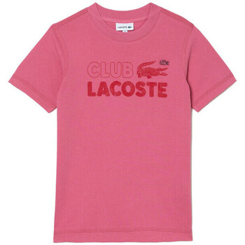 Vêtements Enfant T-shirts & Polos Lacoste T-SHIRT ENFANT  AVEC CROCODILE ET MARQUAGE EN COTON B Rose