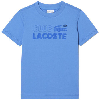 Vêtements Enfant Lacoste live s m рубашка 46-48 размер Lacoste T-SHIRT ENFANT  AVEC CROCODILE ET MARQUAGE EN COTON B Bleu