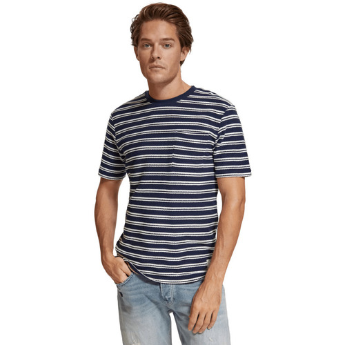 Vêtements Homme T-shirts manches courtes Fruit Of The Loo - STRUCTURED STRIPE POCKET T SHIRT Marine